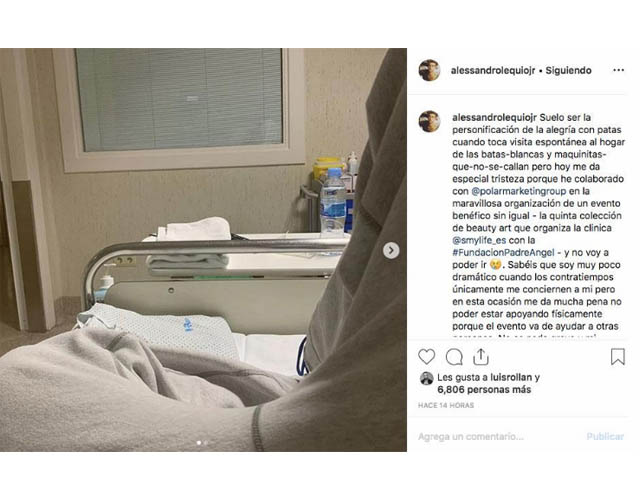 Álex en una cama de hospital