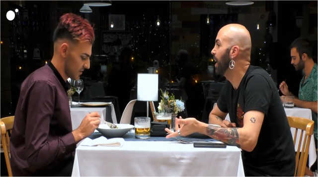 Alberto y Bryan durante su cena en First Dates